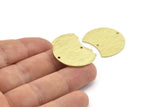 Brass Moon Charm, 6 Textured Raw Brass Moon Charms With 2 Holes, Stamping Blanks (28x21x0.80mm) M066