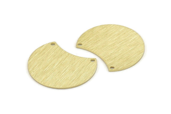 Brass Moon Charm, 6 Textured Raw Brass Moon Charms With 2 Holes, Stamping Blanks (28x21x0.80mm) M067