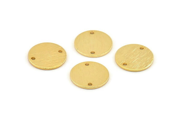 Gold Cabochon Tag, 4 Textured Gold Plated Brass Cabochon Tags With 2 Holes, Connectors (15x1mm) D1374