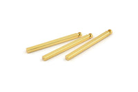Altın Kolye Çubuğu, 6 Altın Kaplama Pirinç Çubuk Tılsımı, 1 Delikli Kolye Çubukları, Kolye Uçları (2x30mm) D1510