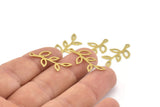 Brass Leaf Charm, 50 Raw Brass Leaf Charms With 1 Loop, Findings (26x14x0.50mm) A1391