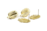 Brass Leaf Earring, 4 Raw Brass Leaf Stud Earrings With 1 Hole, Findings (21x13x1mm) N1207 A1422