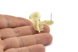 Brass Leaf Earring, 4 Raw Brass Leaf Stud Earrings With 1 Hole, Findings (21x13x1mm) N1207 A1422