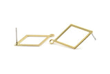 Brass Diamond Earring, 8 Raw Brass Rhombus Stud Earrings With 1 Loop (29x17x0.60mm) D1227 A1406