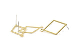 Brass Diamond Earring, 8 Raw Brass Rhombus Stud Earrings With 1 Loop (29x17x0.60mm) D1227 A1406