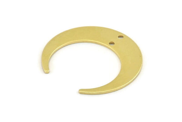 Brass Moon Charm, 12 Raw Brass Crescent Moon Charms With 2 Holes, Connectors (30x28x0.80mm) A1430