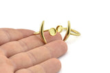 Brass Ring Settings, Raw Brass Moon And Planet Ring With 1 Stone Setting - Pad Size 6mm N1283