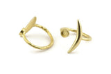 Brass Ring Settings, Raw Brass Moon And Planet Ring With 1 Stone Setting - Pad Size 4mm N1285