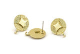 Brass Earring Posts, 4 Raw Brass Round Earring Stud (15mm) N1286