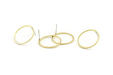Brass Circle Earring, 10 Raw Brass Circle Stud Earrings (22x1x1mm) BS 1093 A1455
