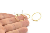 Brass Circle Earring, 10 Raw Brass Circle Stud Earrings (22x1x1mm) BS 1093 A1455