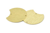 Brass Moon Charm, 4 Textured Raw Brass Moon Stamping Blanks With 2 Holes, Connectors (35x28x0.80mm) M104