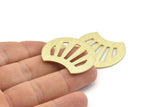 Brass Shell Blank, 4 Textured Raw Brass Shell Stamping Blanks, Findings (35x28x0.80mm) M128