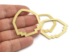 Brass Mushroom Blank, 6 Textured Raw Brass Mushroom Shaped Connectors, Findings (40x40x0.80mm) M133