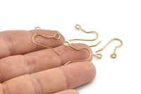 Brass Ear Wires, Earring Hooks, 100 Raw Brass Earring Setting for Pearl, Brass Findings, Crafts (19x16x0.7mm) BS 2135