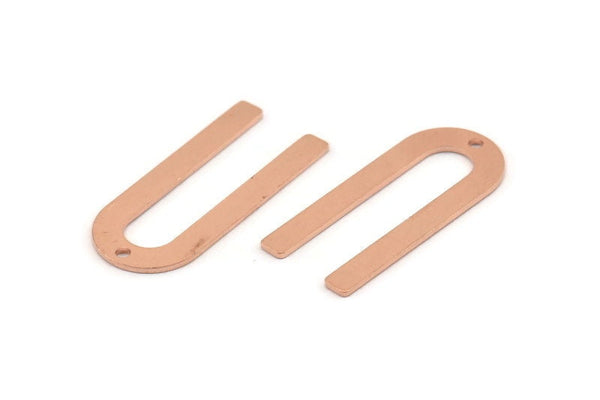 Copper U Shaped Charm, 12 Raw Copper U Shaped Charms With 1 Hole, Blanks (30x13x0.80mm) M170