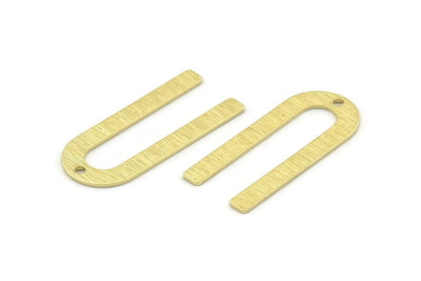 Brass U Shaped Charm, 12 Textured Raw Brass U Shaped Charms With 1 Hole, Blanks (30x13x0.80mm) M168