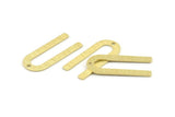 Brass U Shaped Charm, 12 Textured Raw Brass U Shaped Charms With 1 Hole, Blanks (30x13x0.80mm) M168