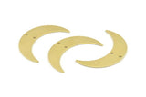 Brass Moon Charm, 10 Raw Brass Crescent Moon Charms With 2 Holes, Connectors (35x9x0.80mm) M171