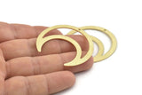 Brass Moon Charm, 6 Textured Raw Brass Crescent Moon Charms With 1 Hole, Pendants (42x16x0.80mm) M176