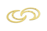 Brass Moon Charm, 6 Textured Raw Brass Crescent Moon Charms With 4 Holes, Pendants (42x16x0.80mm) M177