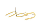 Brass Geometric Earring, 8 Raw Brass U Shaped Stud Earrings (27x13x0.50mm) D1346 A1410