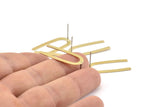 Brass Geometric Earring, 8 Raw Brass U Shaped Stud Earrings (27x13x0.50mm) D1346 A1410
