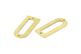 D Shape Charm - 12 Textured Raw Brass D Shape Connectors With 2 Holes, Pendants (30x13x0.80mm) M180