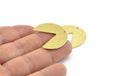 Brass Circle Charm, 8 Textured Raw Brass Pizza Slice Charms With 1 Hole, Blanks, Findings (30x26x0.80mm) M184