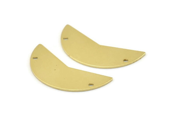 Brass Moon Charm, 12 Raw Brass Moon Charms With 2 Holes, Blanks (31x11x0.80mm) M194