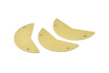 Brass Moon Charm, 12 Raw Brass Moon Charms With 2 Holes, Blanks (31x11x0.80mm) M194