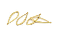 Gold Drop Charm, 6 Gold Plated Brass Drop Charms With 1 Loop, Earrings, Pendants, Findings (37x13x1mm) D1541