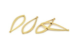 Gold Drop Charm, 6 Gold Plated Brass Drop Charms With 1 Loop, Earrings, Pendants, Findings (37x13x1mm) D1541