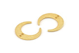Gold Moon Charm, 6 Textured Gold Plated Brass Crescent Moon Charms With 2 Holes, Findings, Connectors (18x4.5x1mm) D1371