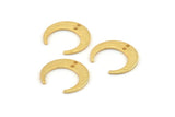 Gold Moon Charm, 6 Textured Gold Plated Brass Crescent Moon Charms With 2 Holes, Findings, Connectors (18x4.5x1mm) D1371