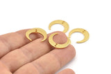 Gold Moon Charm, 6 Textured Gold Plated Brass Crescent Moon Charms With 2 Holes, Findings, Connectors (18x4.5x1mm) D1371