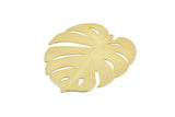 Gold Monstera Charm, 2 Gold Plated Brass Monstera Leaf Charms With 1 Loop, Findings (47x42x0.30mm) D1426