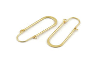 Gold Earring Wires, 4 Gold Plated Brass Earring Studs, Wire Hoops  (40x13mm) D0576 H0937