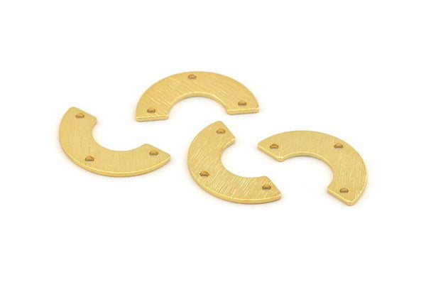 Gold Geometric Pendant, 8 Textured Semi Circle Blanks With 3 Holes, Connectors, Charms, Findings (19x10x5x0.80mm) D1519 H0152