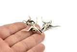 Ox Head Skull Pendant, 2 Antique Silver Brass Ox Head Skull Charms With 1 Loop, Pendants (38x29mm) N0151 H1196