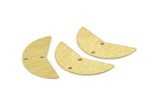 Brass Moon Charm, 12 Textured Raw Brass Moon Charms With 2 Holes, Blanks (31x11x0.80mm) M202