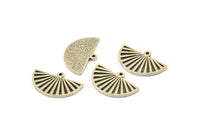 Semi Circle Charm, 4 Antique Silver Plated Brass Half Moon Charms With 1 Loop, Findings, Pendants (22x14x1.2mm) N1091 H1676