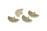 Semi Circle Charm, 4 Antique Silver Plated Brass Half Moon Charms With 1 Loop, Findings, Pendants (22x14x1.2mm) N1091 H1676
