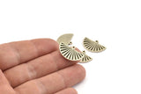 Semi Circle Charm, 4 Antique Silver Plated Brass Half Moon Charms With 1 Loop, Findings, Pendants (22x14x1.2mm) N1091 H1676