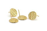 Gold Round Earring, 4 Gold Plated Brass Round Earring Studs (13mm) N1173