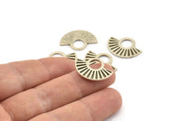 Semi Circle Charm, 4 Antique Silver Plated Brass Semi Circle Pendants, Findings, Earrings (22x16mm) N1093