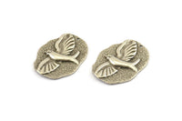 Silver Bird Charm, Antique Silver Plated Brass Bird Charms With 1 Hole, Pendants (30x22mm) N1096