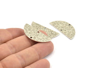 Silver Half Moon, 2 Hammered Antique Silver Plated Brass Semi Circle Blanks With 2 Holes (34x16x1mm) N0995 H1076