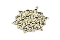 Silver Ethnic Pendant, Antique Silver Plated Brass Ethnic Motif Pendants With 1 Loop, Findings, Earrings, Charms (61x57x1.5mm) N1082