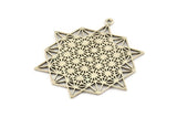 Silver Ethnic Pendant, Antique Silver Plated Brass Ethnic Motif Pendants With 1 Loop, Findings, Earrings, Charms (61x57x1.5mm) N1082